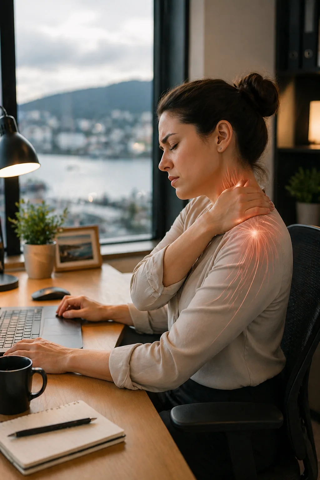 neck and shoulder pain office workers Nanaimo massage treatment